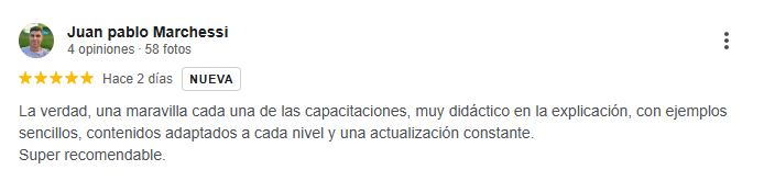 Valoración de Google del curso Diseño de Recursos didácticos visuales e interactivos con Gemini AI (Cupo completo) (1)